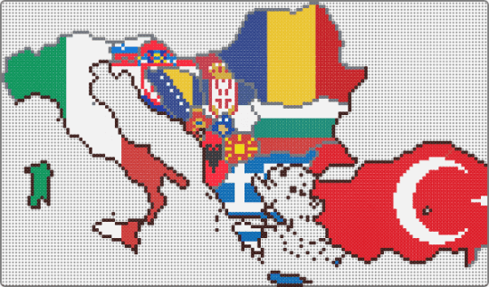 The Balkans: Flag Map - balkans, blue, brown, cotdevolution, country, country flag, europe, flag, red, yellow
