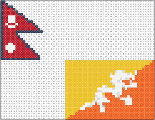 Day 18: Nepal + Bhutan - flag, orange, yellow