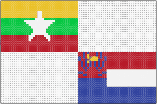 Day 33: Myanmar + Kawthoolei - flag, purple, red, yellow
