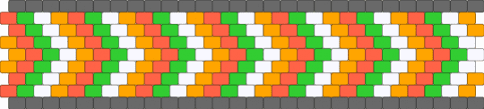 Braceletbook #410 (Odd peyote) - cuff, geometric, gray, green, odd count, orange, red