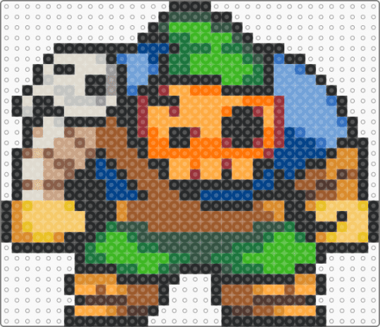 Skull Guy (Love I Need, The Living Tombstone) - orange,green,tan,beige,the living tombstone,tlt,video game,skull guy,love i need,skull guy tlt