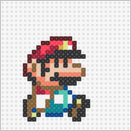 Super Mario World - Small mario walk - mario,nintendo,character,small,classic,video game,sprite,walking,teal,red,tan