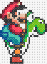 Super Mario World - Mario and Yoshi - yoshi,mario,nintendo,characters,video game,classic,green,red,blue