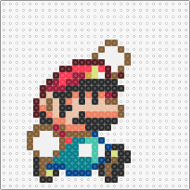 Super Mario World - Small Mario Jump - mario,nintendo,character,small,jump,classic,video game,sprite,teal,red,tan