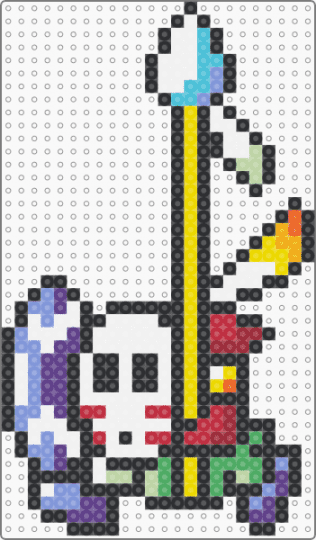 Spear Guy (Yoshi's Island) - black, colorful, enemy, game sprite, light blue, nintendo, red, retro, shy guy, spear guy, white, yellow, yoshi, yoshis island