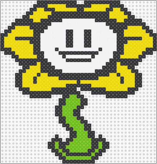 Flowey Battle Sprite (Undertale) - deltarune, floral, flowers, flowey, frisk, game sprite, smiley face, undertale, yellow