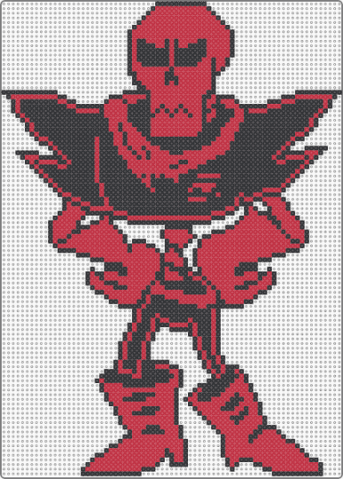 Papyrus (Undefell) - black, edgy, fanmade, game sprite, papyrus, red, skeleton, underfell, undertale, undertale au