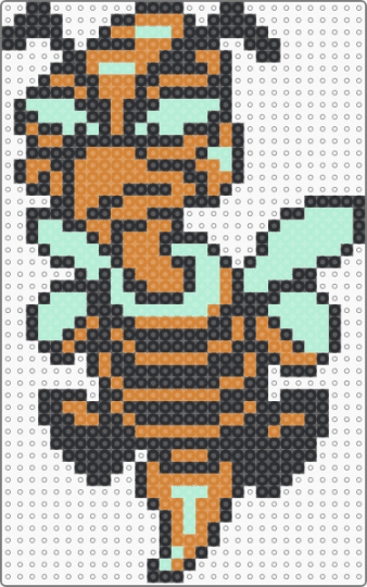 Giant Bee (Wario Land 2) - bee, character, game sprite, gaming, giant bee, light blue, orange, retro, wario, wario land