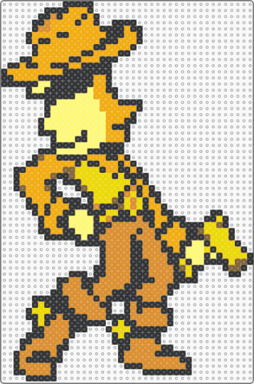 Yellow Battle Sprite (Deltarune) - cowboy, deltarune, deltarune chapter 5, game sprite, monochrome, orange, sheriff, undertale, yellow