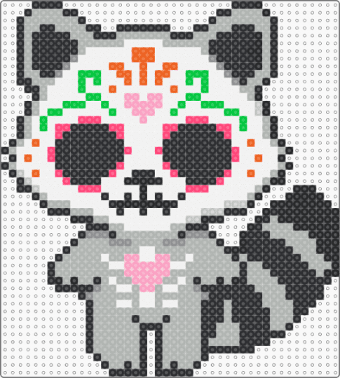 Dia los muertos raccoon - white,beige