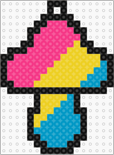 Pansexual Mushroom Keychain - pink,yellow,pride,mushroom,pansexual