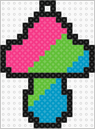 Polysexual Mushroom Keychain - pink,green,pride,mushroom,polysexual