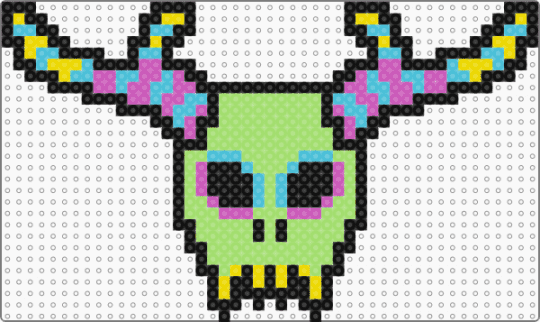 Horned Skull - green,skull,horns,neon,colorful