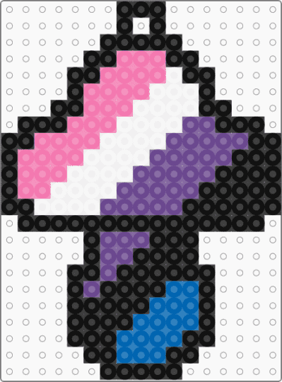Genderfluid Mushroom Keychain - black,pink,purple,pride,mushroom,genderfluid
