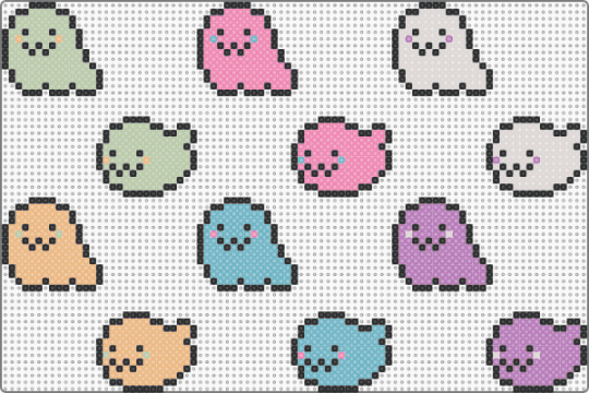Glowing Mini Ghosts - OC - beige,pink,ghost,halloween,glow,glow in the dark,spooky,cute