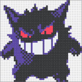 Gengar - PKMN Crystal - gengar,pokemon,character,gaming,evolution,haunter,gastly,spooky,scary,teeth,evil,black,purple