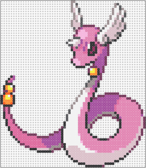 Shiny Dragonair - PKMN HGSS Sprite - video game,gaming,pokemon,pink,dragonair,dragon,shiny