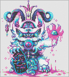 Devi Neko - OC - devi neko,devils cat,drippy,spooky,horned,gore,guts,trippy,teal,pink,white