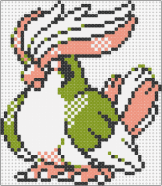 Shiny Pidgeot - Pokemon Crystal Sprite - pidgeot,pokemon,character,bird,gaming,white,green,pink