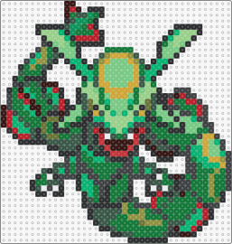 Rayquaza - PKMN HGSS Overworld Sprite - rayquaza,pokemon,character,gaming,dragon,green,red