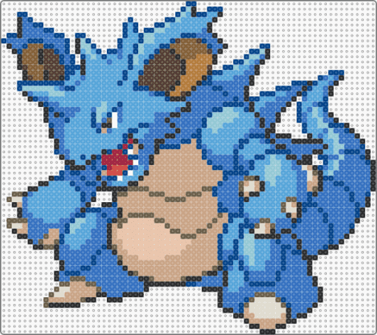Shiny Nidoking v2 - PKMN HGSS Sprite - blue,light blue,beige,shiny,nidoking,pokemon