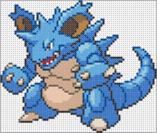 Shiny Nidoking v1 - PKMN HGSS Sprite - video game,creature,gaming,pokemon,blue,light blue,beige,nidoking,shiny