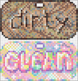 Dirty & Clean Reversible Sign - OC (check comment!) - clean,dirty,sign,text,colorful,kitchen,pastel,brown,tan,pink,yellow