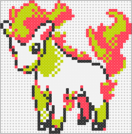 Ponyta - PKMN Crystal - ponyta,pokemon,character,gaming,fiery,horse,white,orange,green