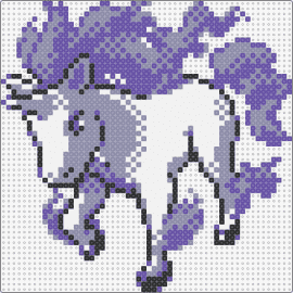 Shiny Rapidash - PKMN Crystal - rapidash,pokemon,character,gaming,evolution,ponyta,horse,unicorn,fiery,purple,gray,white