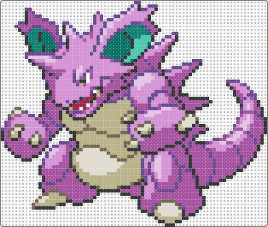 Nidoking v1 - PKMN HGSS Sprite - pink,beige,nidoking,purple,pokemon