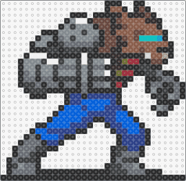 Brad Fang - Vampire Survivors: Operation Guns Sprite - brad fang,contra,vampire survivors,character,video game,werewolf,cyborg,retro,gray,blue,brown