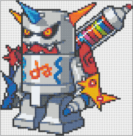 Omekamon - Digimon Story - omekamon,digimon,character,robot,gaming,colorful,gray,red,blue