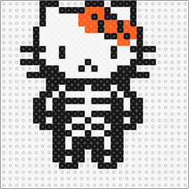 Hello kitty skeleton - hello kitty,skeleton,sanrio,character,spooky,costume,halloween,bow,white,black,orange