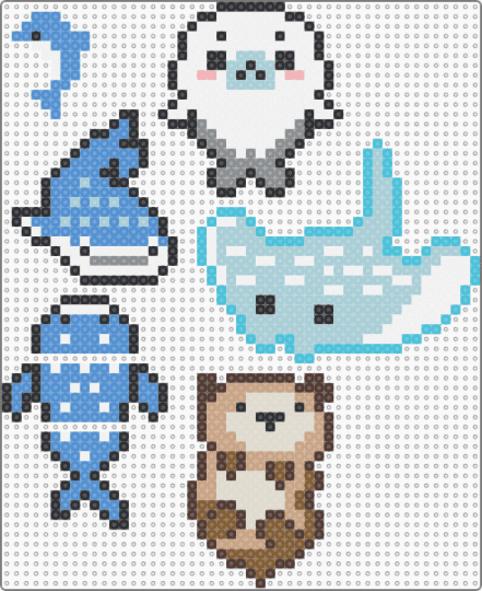various sea animals - light blue