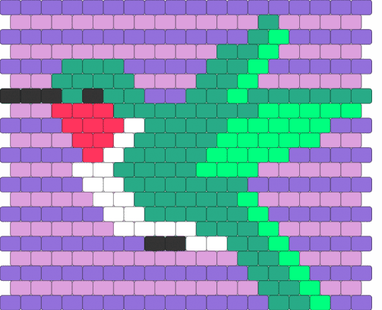 Hummingbird - pink, purple, teal