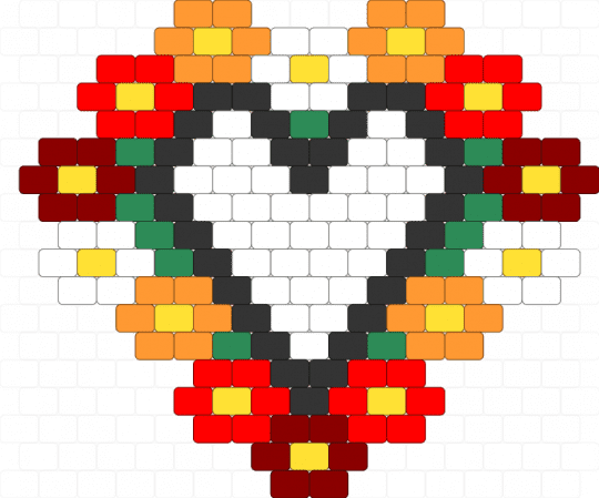 Flower Heart - orange, red