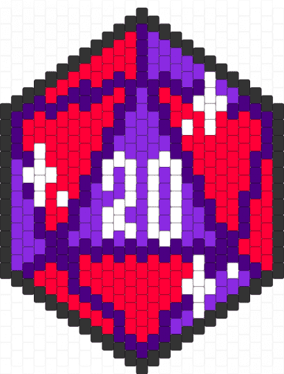 D20 - purple, red