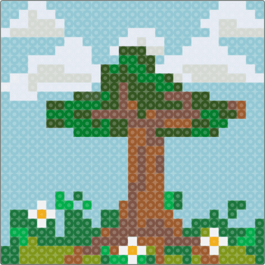 Big Tree - green,light blue,tan