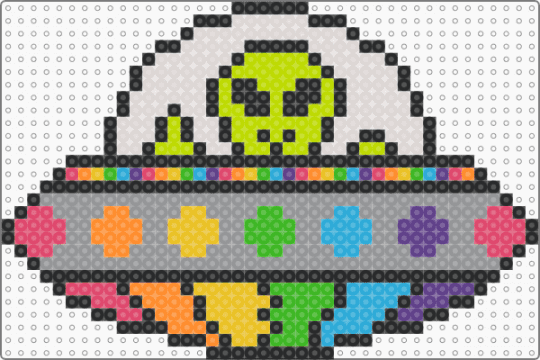 Alien In UFO - green,gray,beige