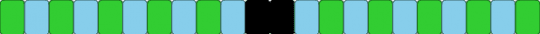 II - green, light blue