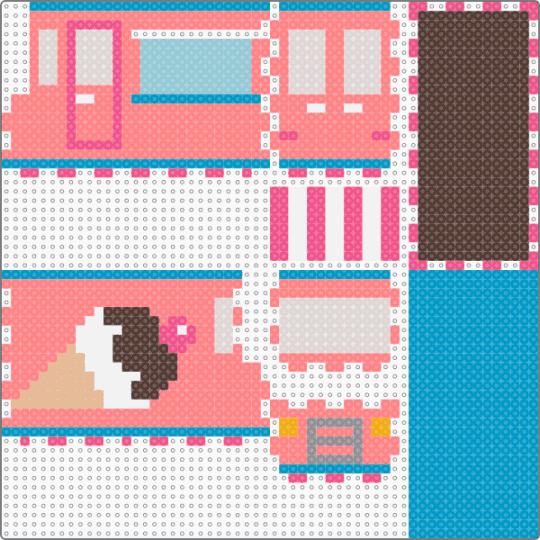 Ice Cream Truck - brown, light blue, red