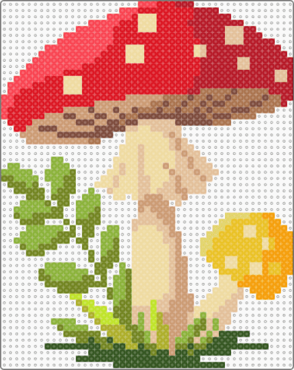 Mushroom - beige, cotdmushrooms, gold, red