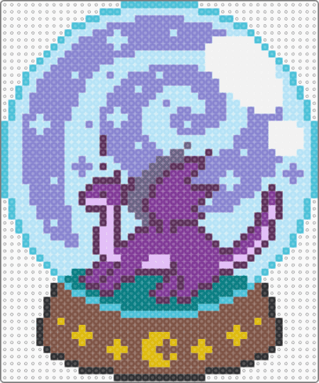 Crystal Ball Dragon - blue, light blue, pink, tan