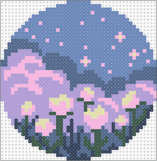 Twilight Tulip Scene - blue, pink