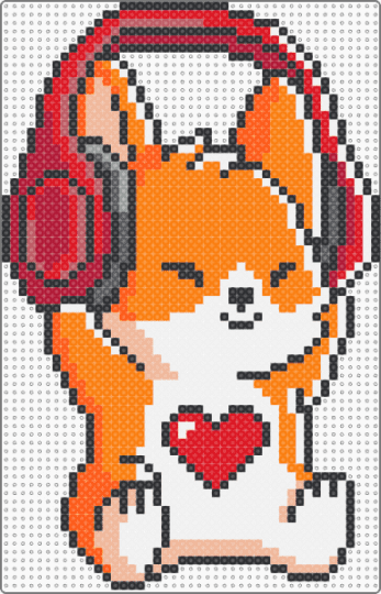 Jammin' Corgi - cotdheadphones, orange, red