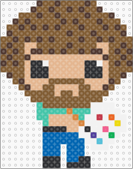 Bob Ross - beige, blue, brown, tan