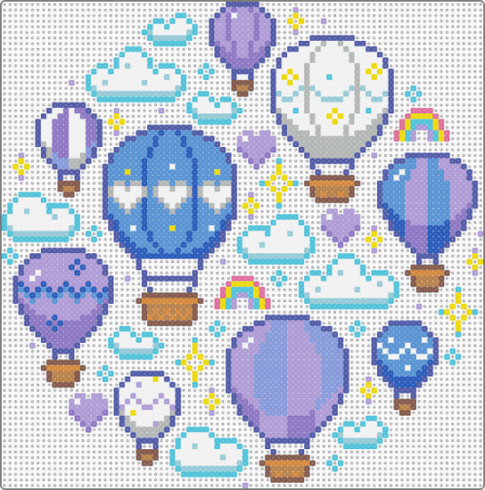 Cutecore Hot Air Balloons - blue, cotdhotairballoons, light blue, pink, purple