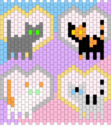 cat glass (square ver) - beige, light blue, pink, yellow