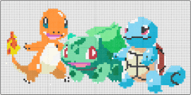 charmander bulbasaur and squirtle - charmander,bulbasaur,squirtle,pokemon,starter,anime,characters,gaming,cute,orange,green,light blue