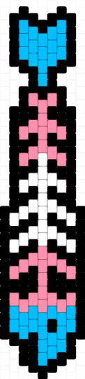 Trans Skeleton Fish - black, light blue, pink